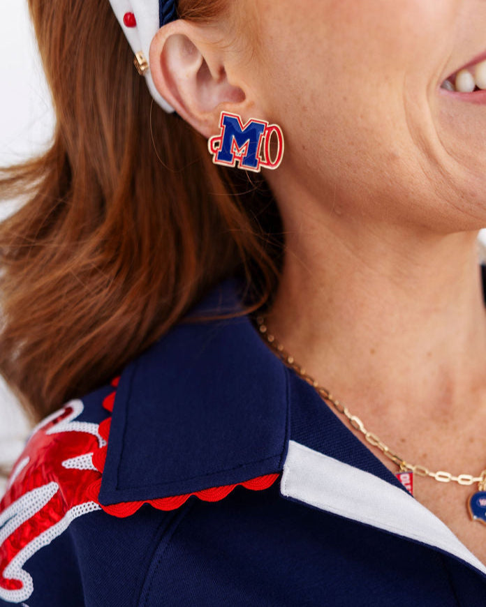 College Vault Ole Miss Logo Stud Earrings