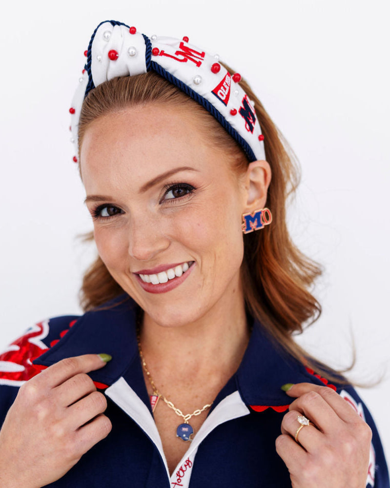 College Vault Ole Miss Logo Stud Earrings