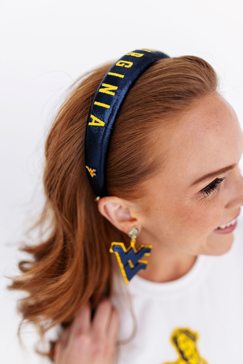 West Virginia Navy Thin Embroidered Headband