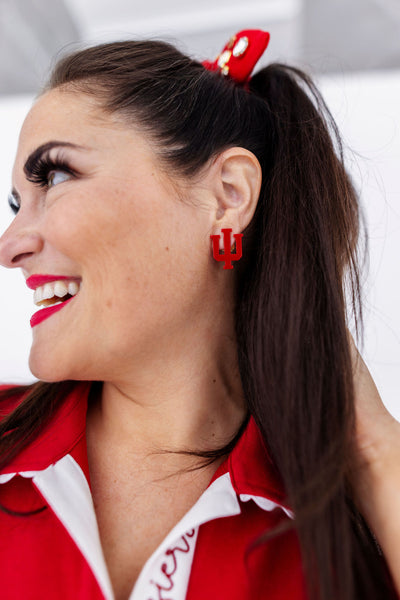 Indiana Crimson Logo Stud Earrings