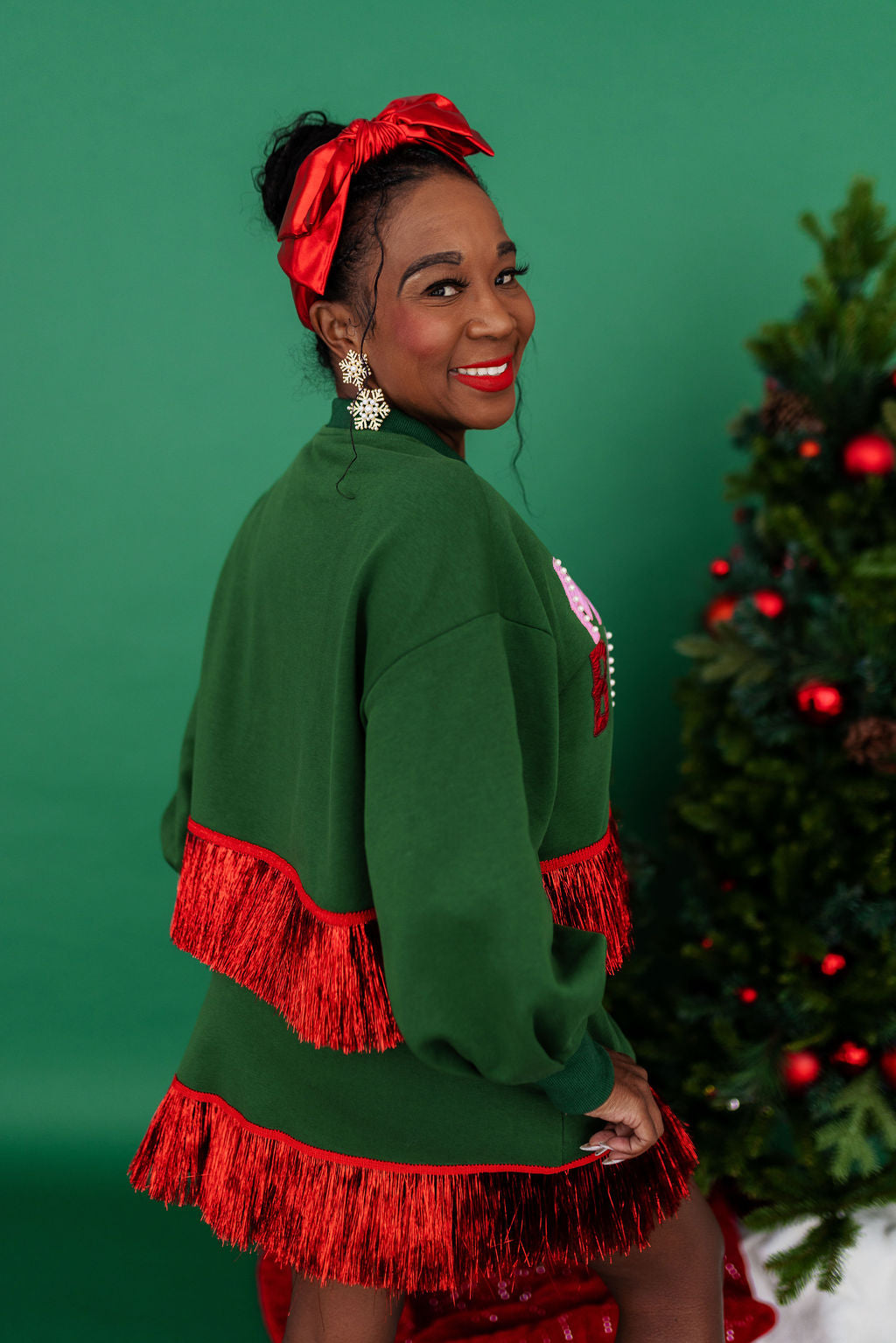 Green Skirt/Skort with Tinsel Fringe