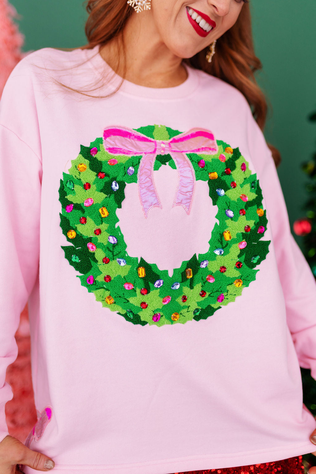 Put a Bow on it Wreath Tunic Sweatshirt