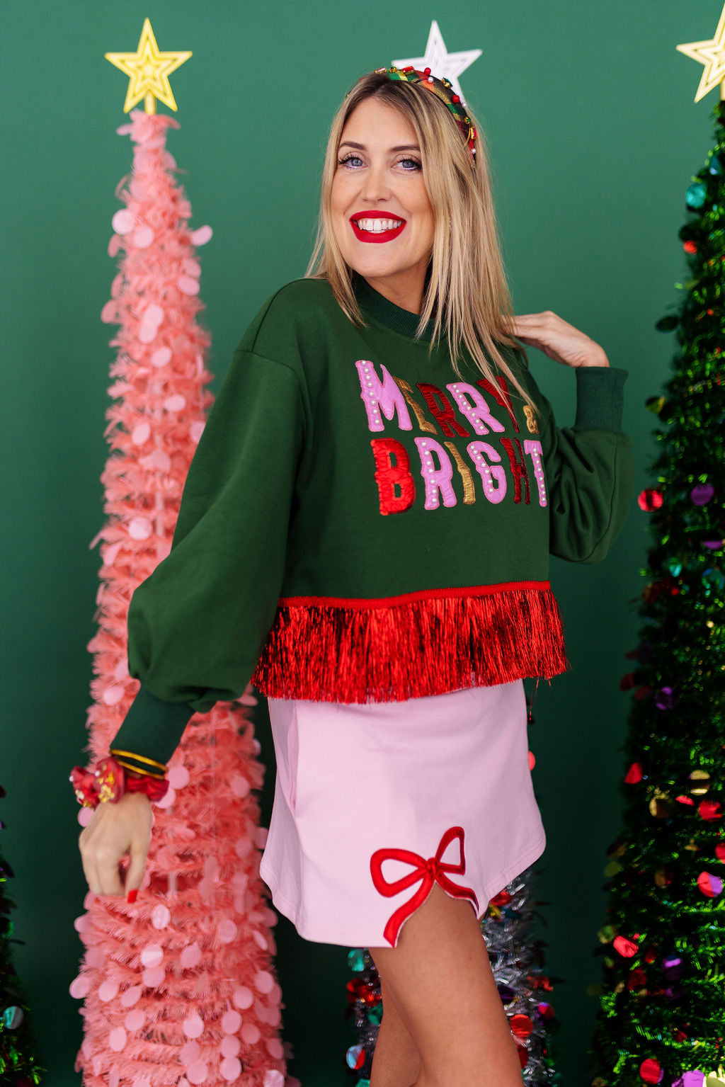 Merry & Bright Tinsel Fringe Sweatshirt