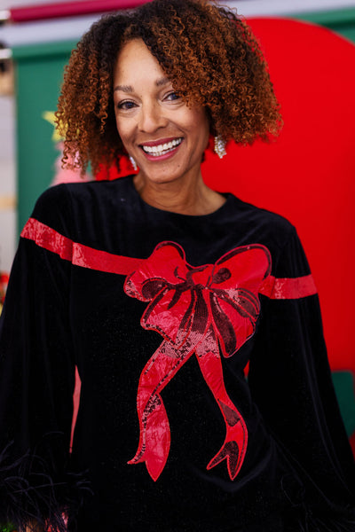 BC Wrapped Up With A Bow Black Velvet Party Dress