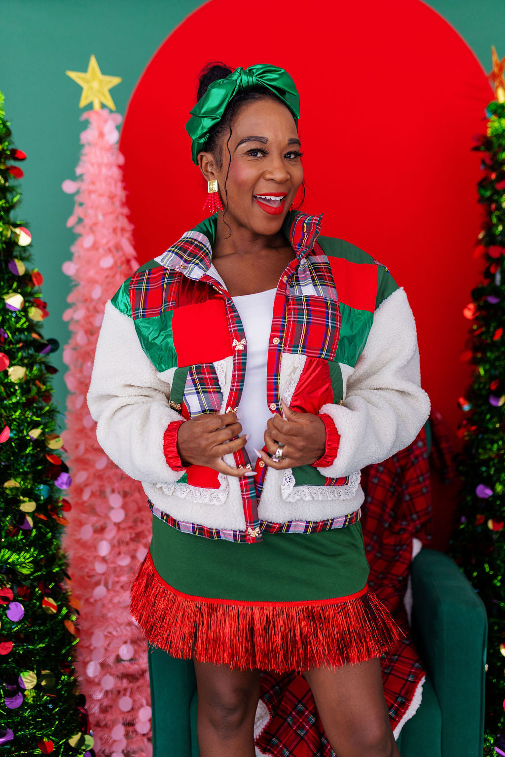 Green Skirt/Skort with Tinsel Fringe