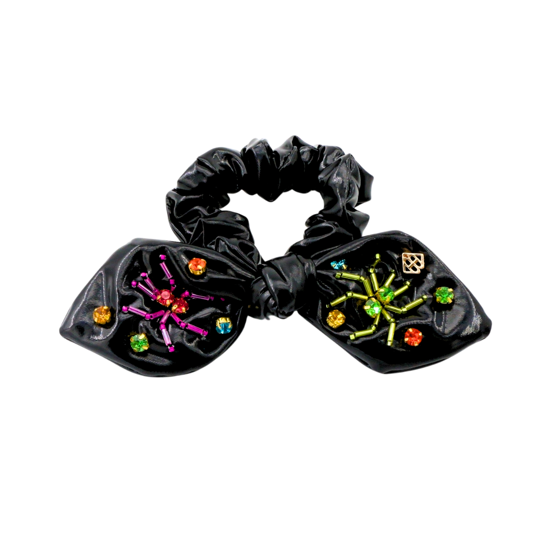 Rainbow Spiders Bow Scrunchie