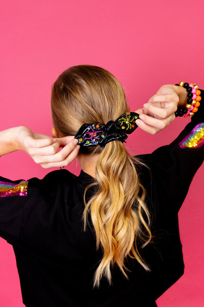 Rainbow Spiders Bow Scrunchie