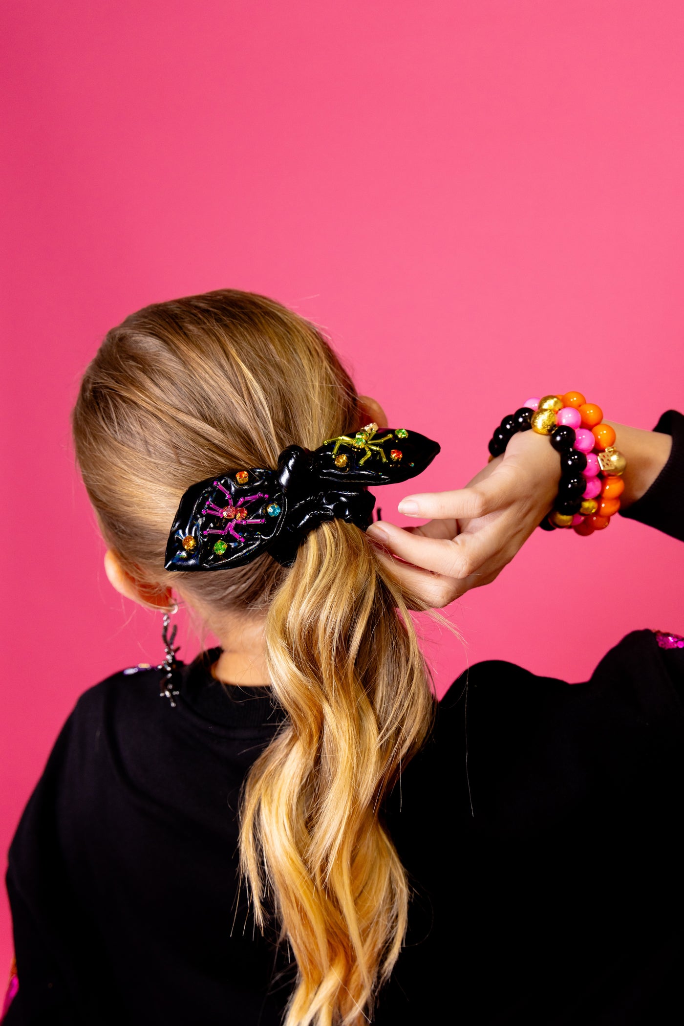 Rainbow Spiders Bow Scrunchie