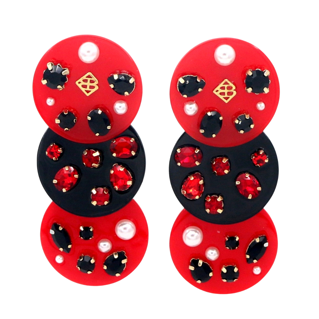 Red and Black Triple Dot Earrings