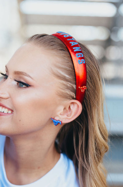 SMU Blue Logo Stud Earrings