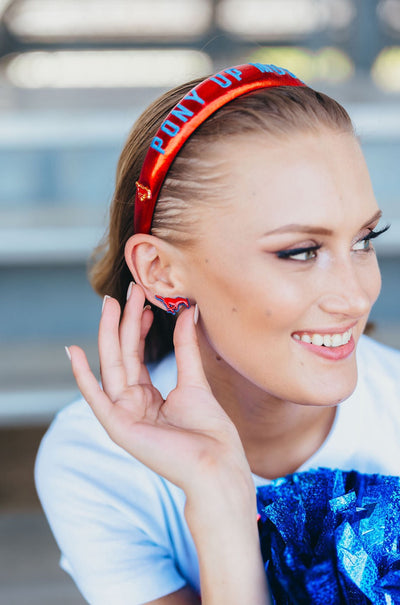 SMU Red Logo Stud Earrings