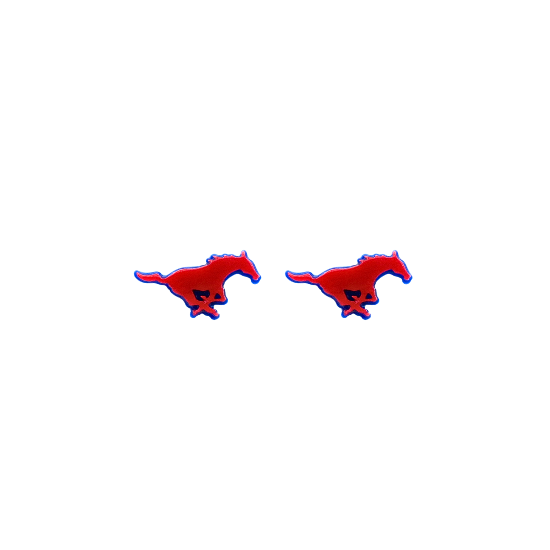 SMU Red Logo Stud Earrings