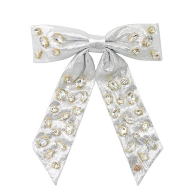 Shimmer Bow Barrette with Hand Sewn Crystals