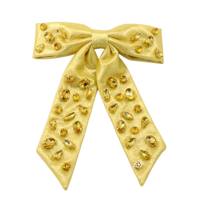Shimmer Bow Barrette with Hand Sewn Crystals in Yellow