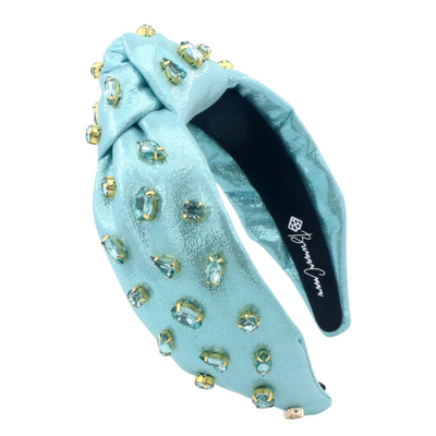 Adult Size Shimmer Headband with Hand-Sewn Crystals in Blue