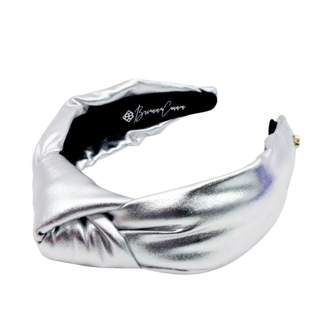 Silver Puff Metallic Knotted Headband