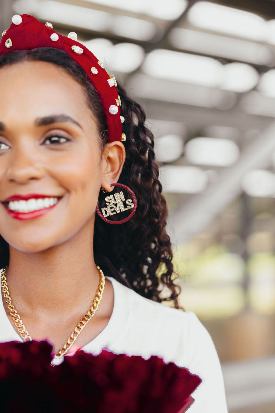 Arizona State SUN DEVILS Maroon Pavé Hoop Earrings