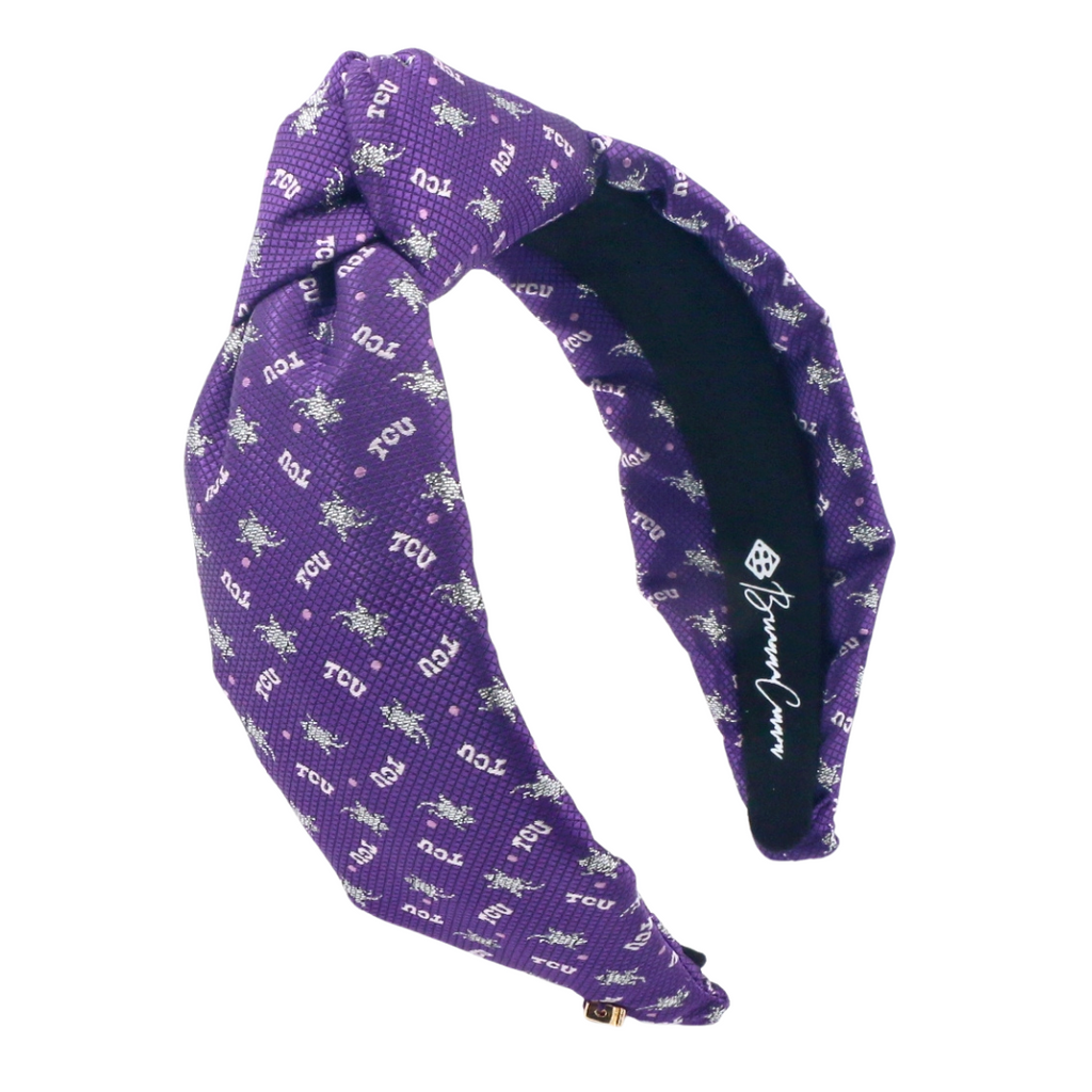 Brianna Cannon TCU Purple Woven Side Bow Headband BRIANNA CANNON PINK BOW HEADBAND WITH HEART SEQUINS – Pharm  main image 2