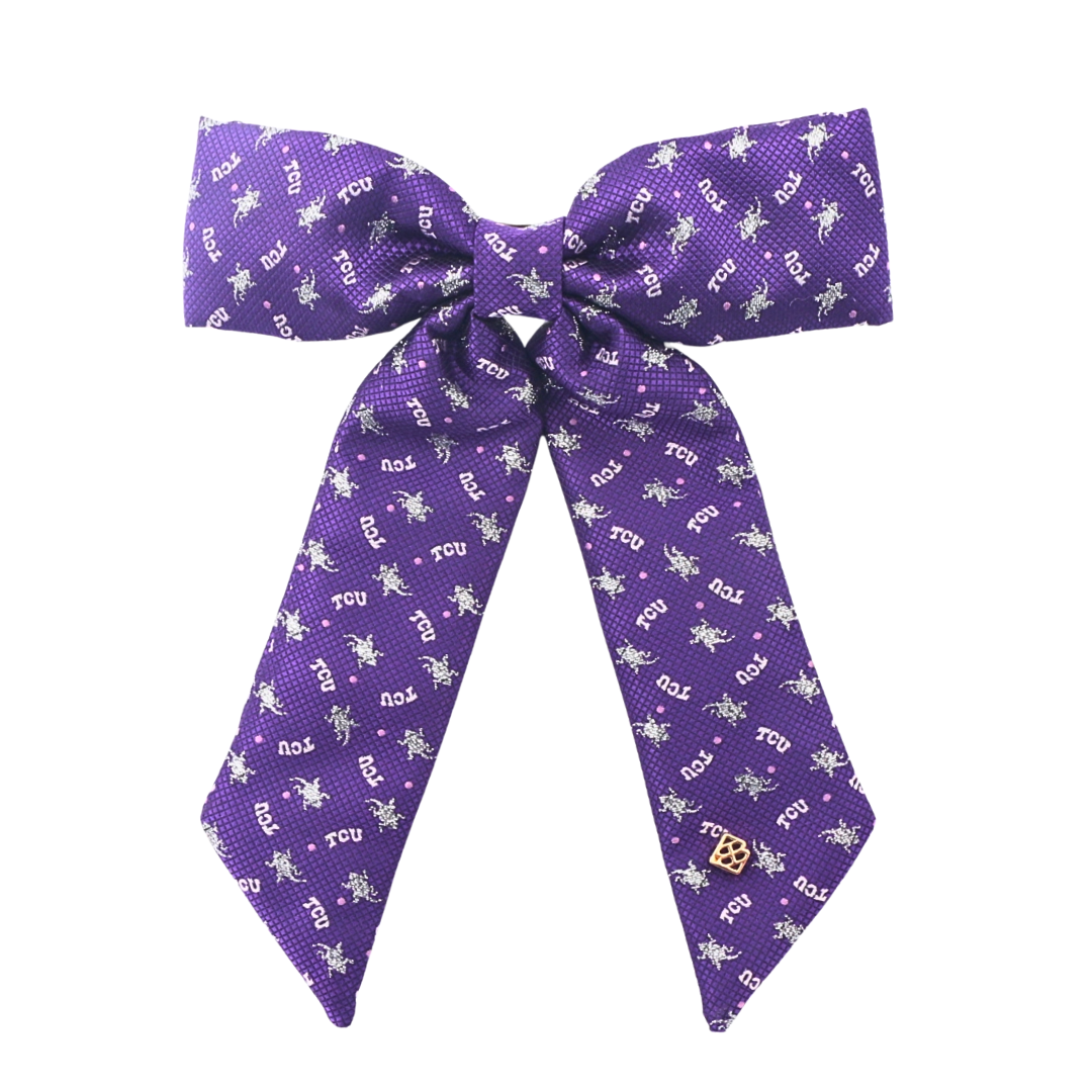 TCU Purple Woven Bow Barrette