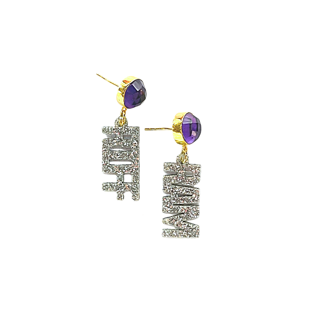 TCU Mini Silver Glitter RIFF RAM Earrings – Brianna Cannon