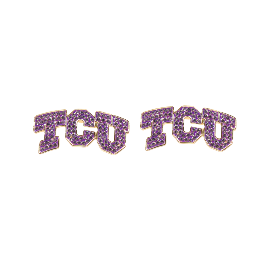 TCU Pavé Logo Studs