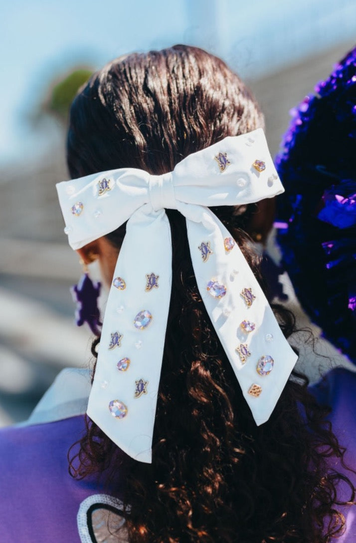 TCU White Bow  Barrette