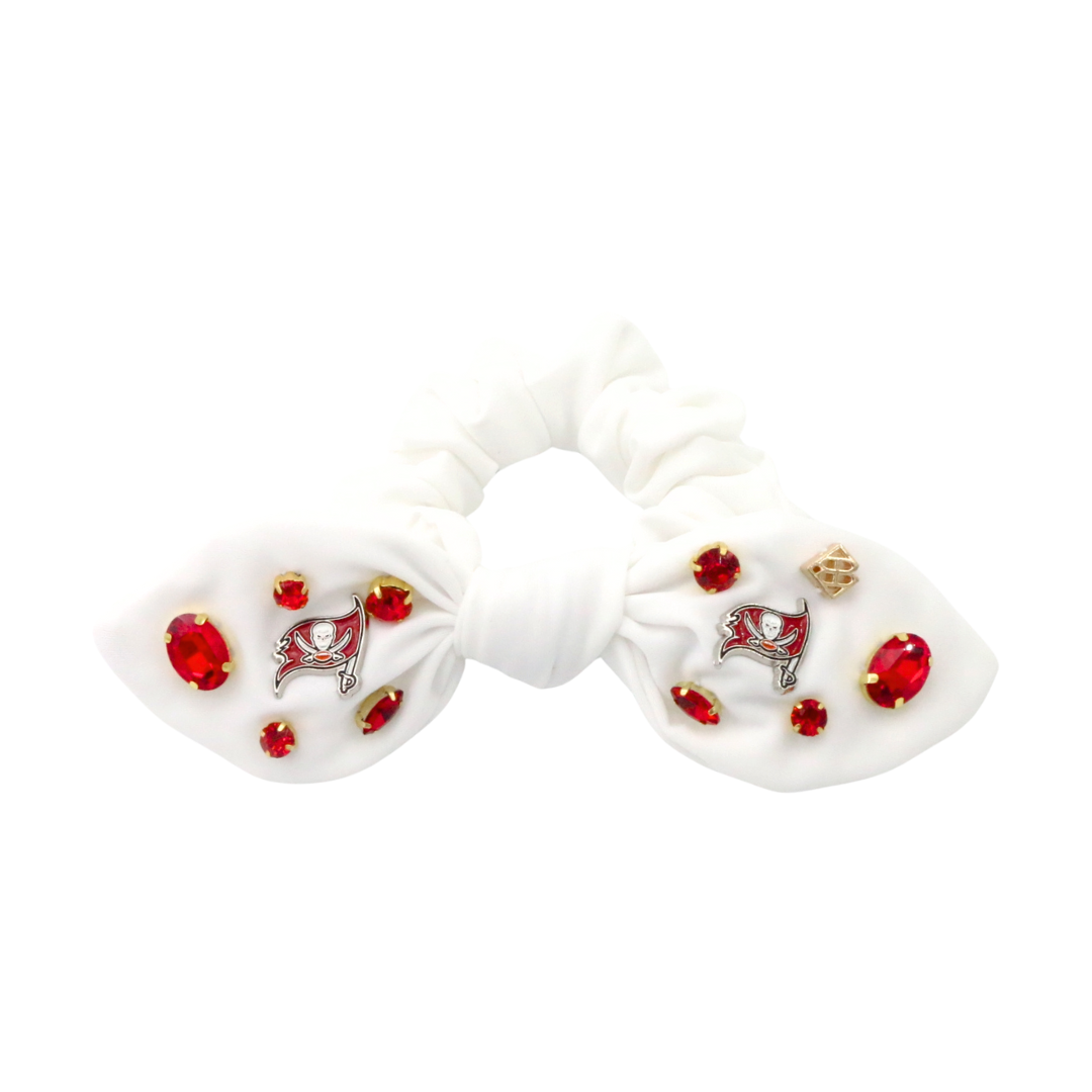 Tampa Bay Buccaneers White Logo Bow Scrunchie