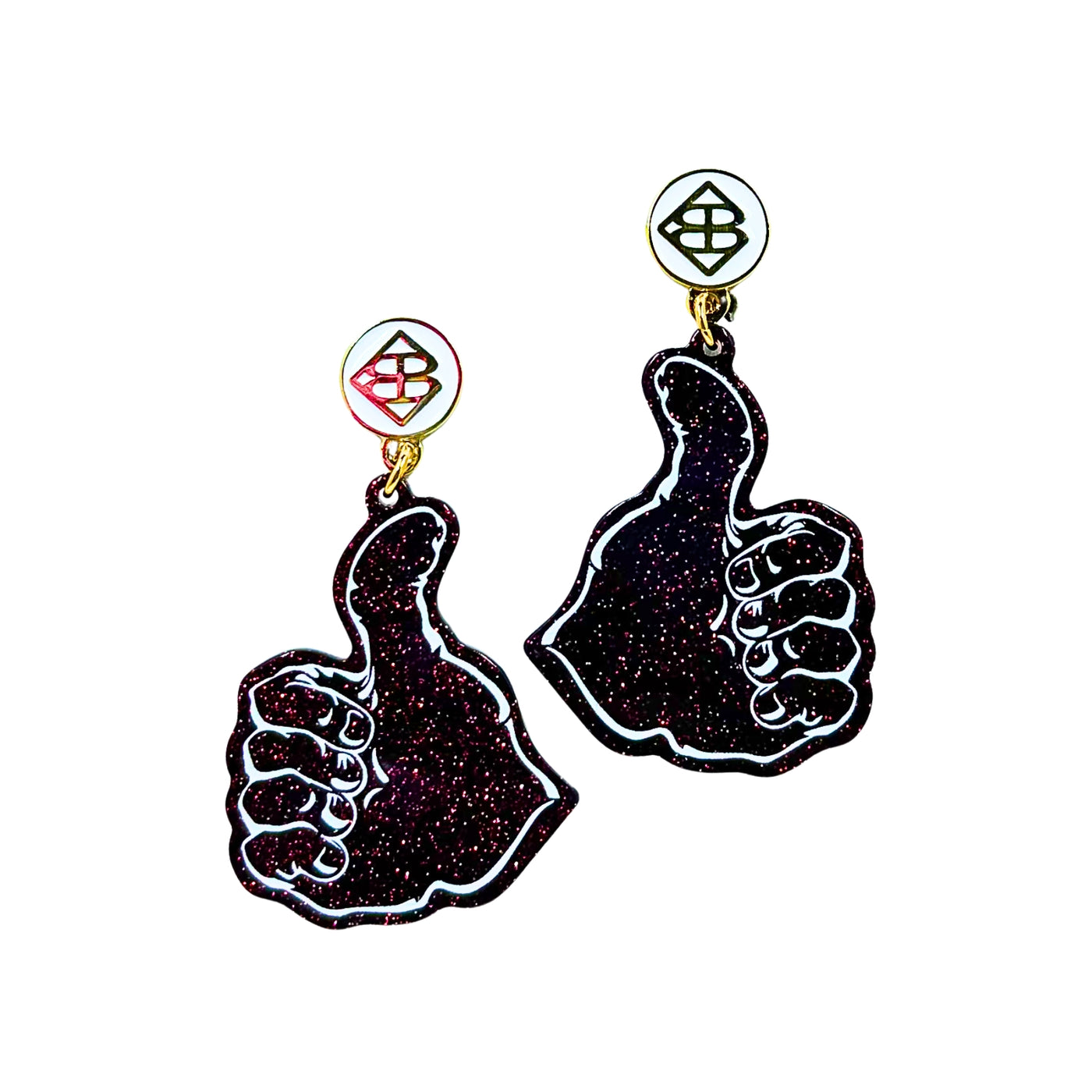 Texas A&M Gig'Em Thumbs-Up Glitter Earrings