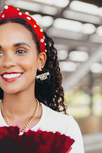 Texas Tech WRECK'EM Black Pavé Hoop Earrings