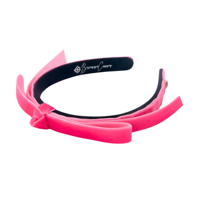 Thin Hot Pink Ribbon Bow Headband