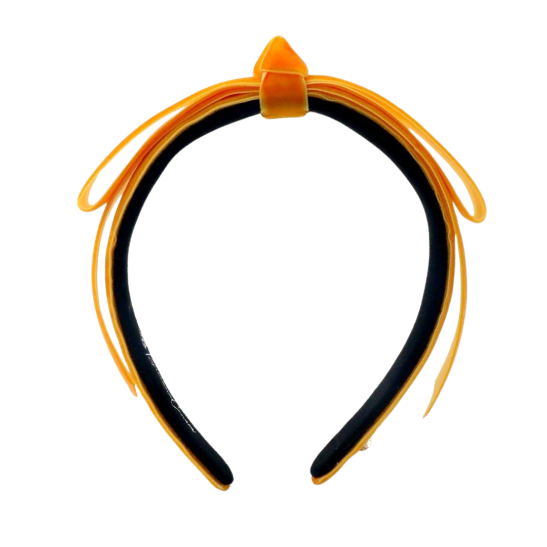 Thin Orange Velvet Ribbon Bow Headband