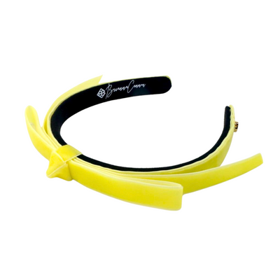 Thin Yellow Velvet Ribbon Bow Headband