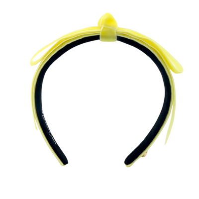 Thin Yellow Velvet Ribbon Bow Headband