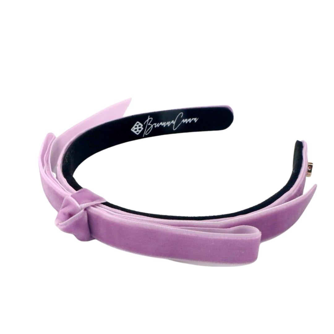 Thin Pastel Purple Velvet Ribbon Bow Headband