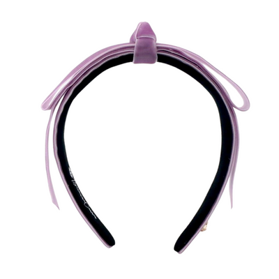 Thin Pastel Purple Velvet Ribbon Bow Headband