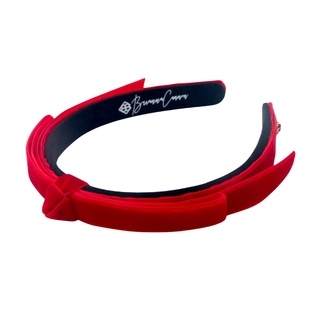 Thin Red Ribbon Bow Headband