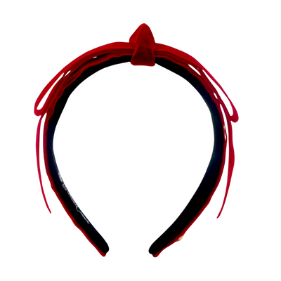Thin Red Ribbon Bow Headband
