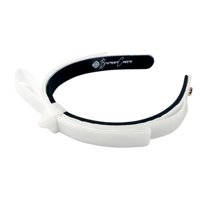 Thin White Velvet Ribbon Bow Headband