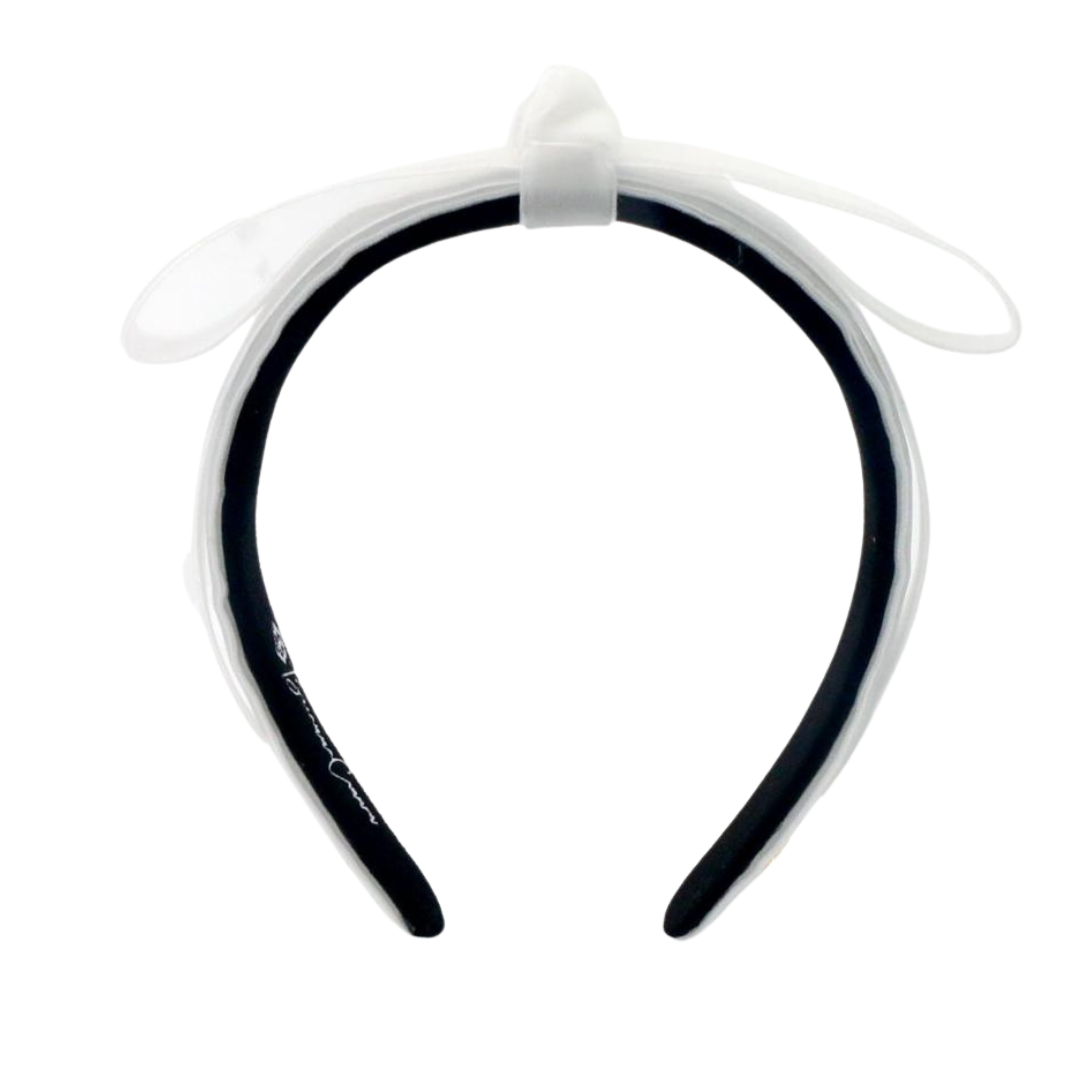 Thin White Velvet Ribbon Bow Headband
