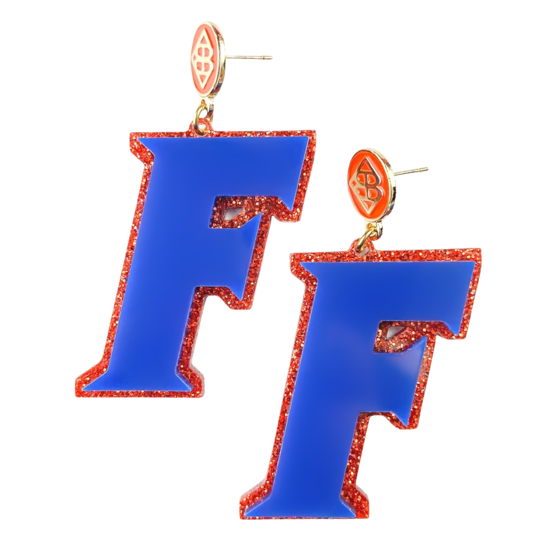 Blue Florida F Logo Earrings