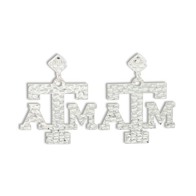 Silver Texas A&M Logo Earring with BC Logo