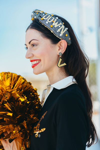 Vanderbilt Gold Logo over Black Earrings