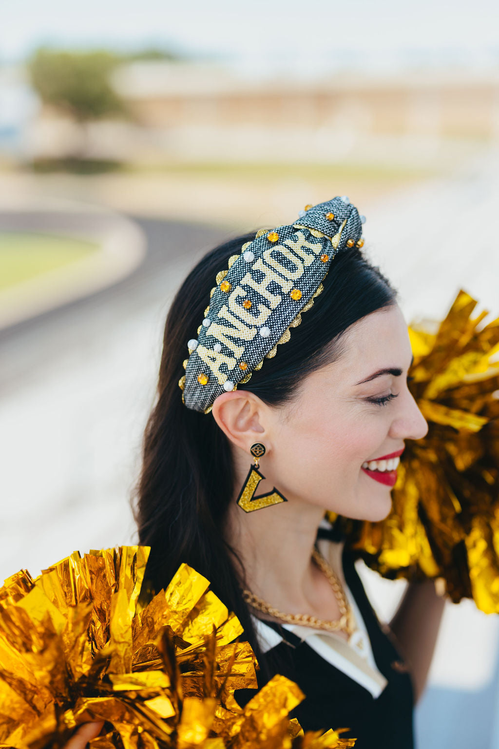 Vanderbilt Gold Logo over Black Earrings