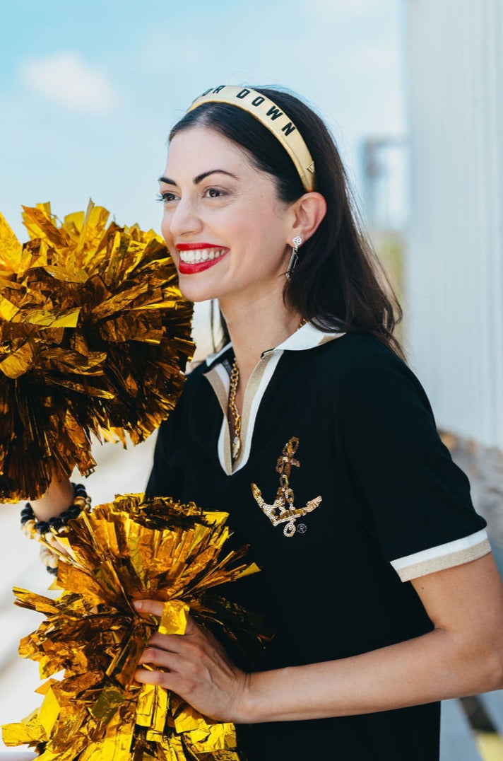 Vanderbilt Gold Thin Embroidered Headband