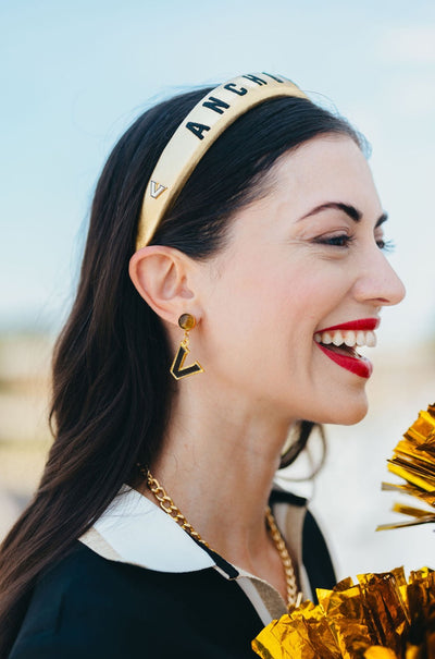 Vanderbilt Gold Thin Embroidered Headband