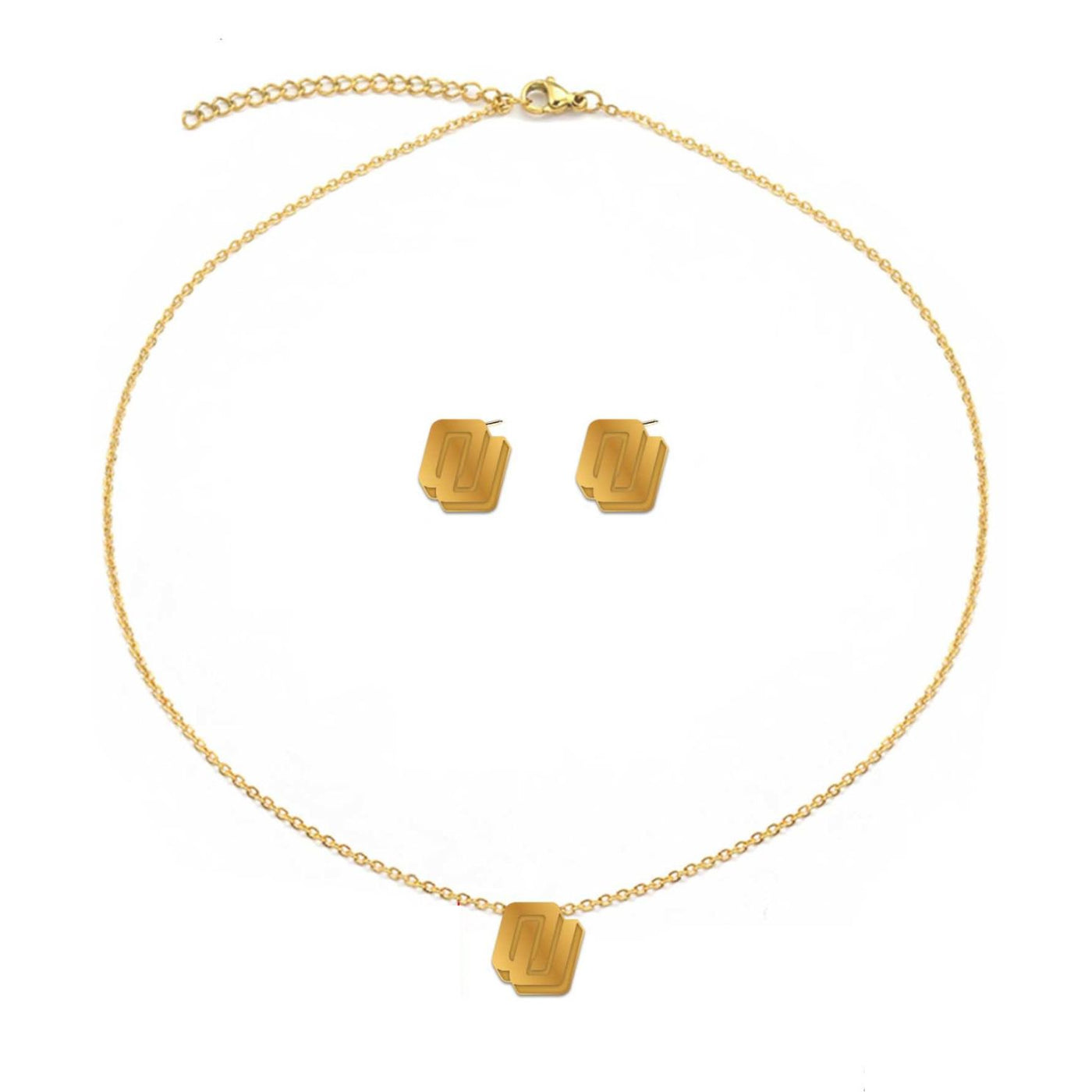 College Vault Oklahoma Stud & Necklace Set