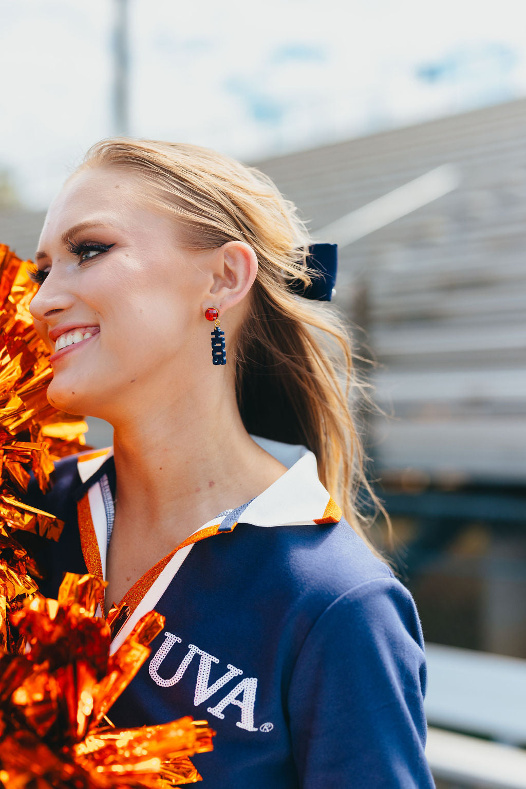 Virginia Mini Navy HOOS Earrings