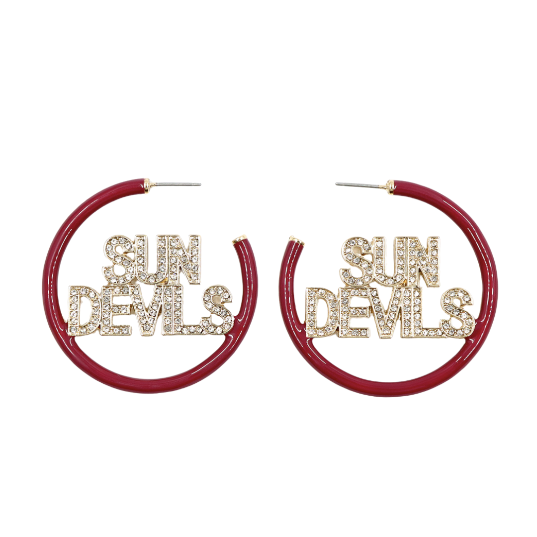 Arizona State SUN DEVILS Maroon Pavé Hoop Earrings