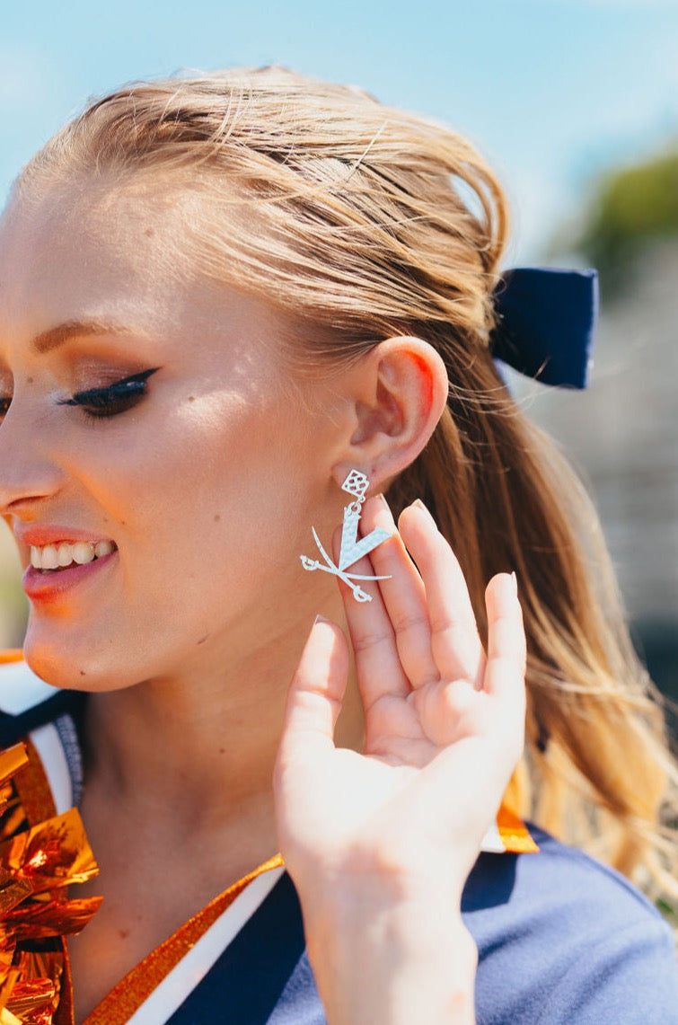 Virginia Silver Logo Earring with BC Logo