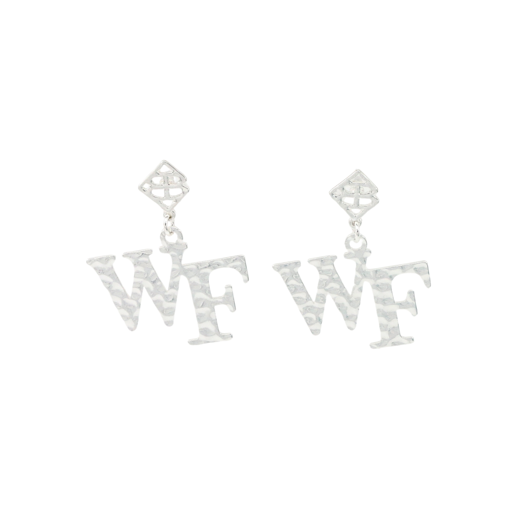 Silver Wake Forest Logo Earring with BC Logo